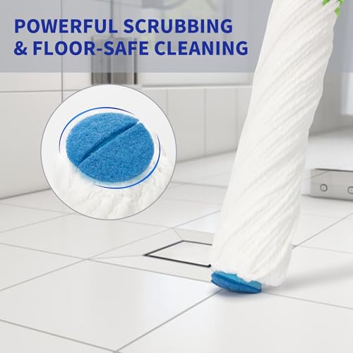 BOOMJOY Twist Mop with Self-Wringing System for Floor Cleaning, Scouring Pad for Stubborn Stains, 53" Long Handle – Ideal for Kitchen, Bathroom & Home Use – Perfect for Pet Owners