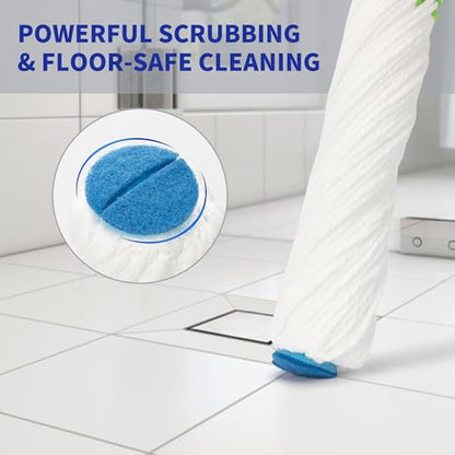 BOOMJOY Twist Mop with Self-Wringing System for Floor Cleaning, Scouring Pad for Stubborn Stains, 53" Long Handle – Ideal for Kitchen, Bathroom & Home Use – Perfect for Pet Owners