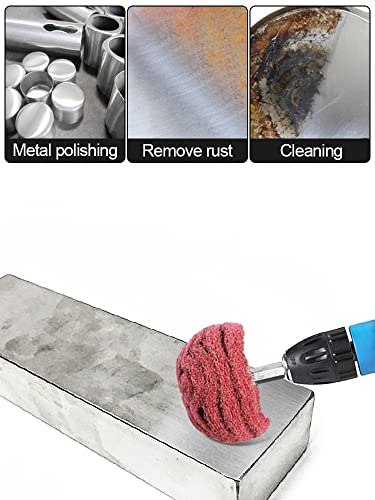 6PCS Non Woven Abrasive Buffing Polishing Wheel Drill Attachment Set,Scouring Pads Power Scrubber Cleaning Kit, Power-Operated Abrasive Wheels（ Green red Gray 1/4” Shank