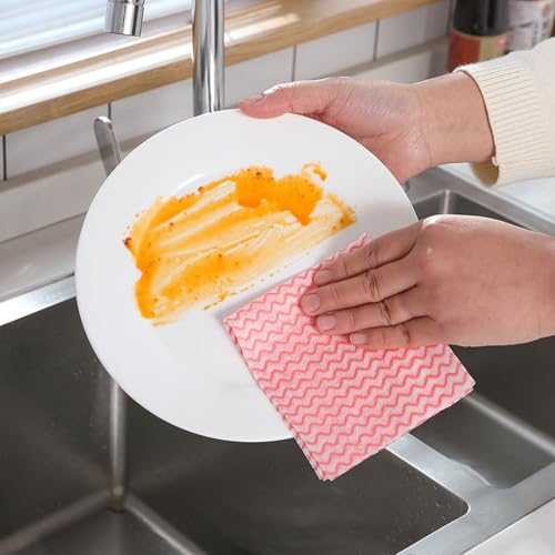 Disposable Cleaning Towels Disposable Dish Cloths, Reusable Towel Cleaning Wipes for Kitchen, Bathroom, Household, 50 Pack Red - color: Red
