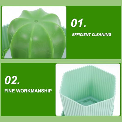 NUOBESTY Cactus Design Kitchen Dish Brush Set with Handle, Round Dish Scrubber for Effective Plate and Vegetable Cleaning, Quick Dry Green Household Sink Cleaning Tool