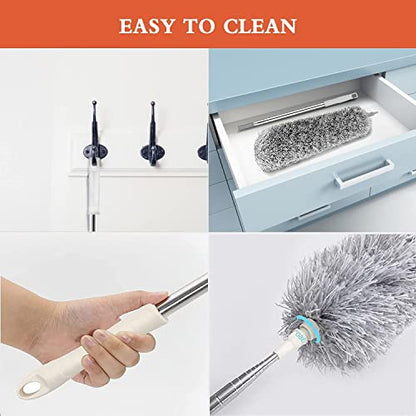 Fan Cleaning Mop Microfiber Duster with Extension Pole, Extra Long 100 inches, Adjustable, Bendable Head, Extendable Duster for Cleaning High Ceiling Fan, Interior Roof, Gap Dust