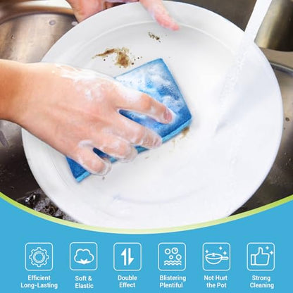AIDEA Sponges Kitchen, Non Scratch Scrub Sponge, 6Count, Sponges for Non Stick Cookware, Cleaning Sponge for Dishes, Cleans Fast Without Scratching, Cleaning Power for Kitchen, Bathroom, Household - color: Blue