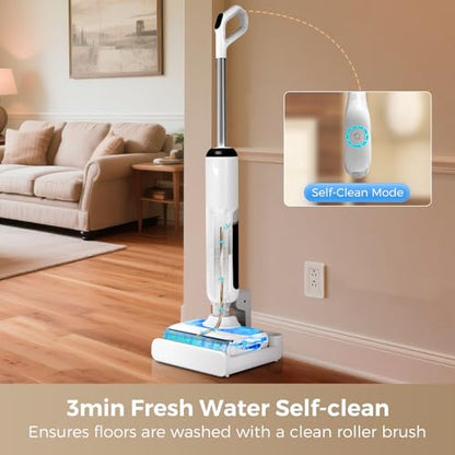 Wet Dry Vacuum Mop - Self-Cleaning Floor Washer with 180°Lie-Flat & 0 Hair Tangle, Self-Propelled Edge Cleaning, 60Min Runtime, Designed for Pet Hair, Kids' Spills & Daily Household Cleaning - size: HCLA3Air