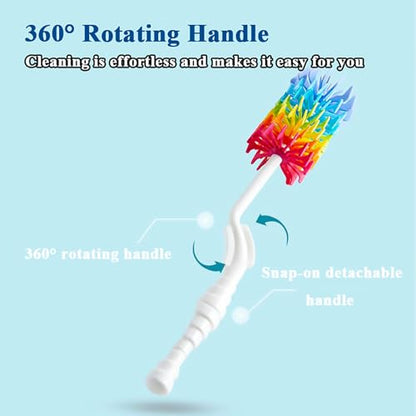 Bottle Brush Cleaner-Baby Milk Bottle Cleaner Soft Silicone Bottle Brusher / 360 Degree Rotating Long Handle Brush for Washing Glassware, Cup, Decanter, Narrow Neck Brewing Bottle