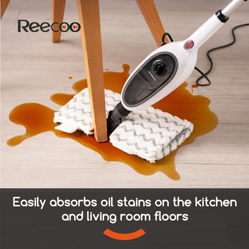 REECOO Steam Mops for Floor Cleaning, Unique Double-Sided Flip Design, 15 Seconds Fast Heating，10-in-1 Steam Cleaner for Kitchen, Living Room Wood Floor Tile Cleaning