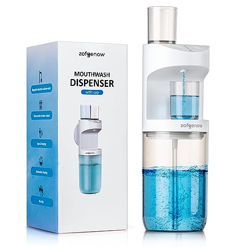 ZOFGENOW Automatic Mouthwash Dispenser for Bathroom,Bathroom Accessories 19.4 Fl Oz Dispensers with Magnetic Cups,Wall Mounted Dispenser,Suitable for All Age Groups,White - color: White