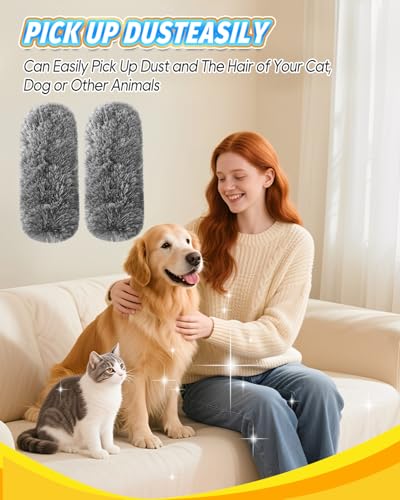 KEEPOW 4 Pack Upgraded Microfiber Duster Refills Compatible with OXO Extendable Duster, Reusable Washable Head Replacements for Cleaning, Compatible with OXO Microfiber Duster (Handle Not Included) - color: Grey-4 Pack