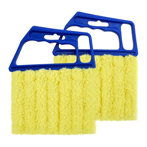 2 Pcs Blinds Cleaner Duster Tool 7 Finger Microfiber Washable Blind Cleaner Mini Window Dusters for Cleaning Dust Remova for Window Air Conditioner Vent Fans Venetian Shades Wood Blinds Dust Dirt - color: Blue