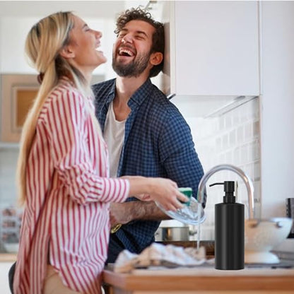 ARKTEK Large Stainless Steel Countertop Soap Dispenser Matte Black- Rust and Leak Proof Liquid Hand Soap Pump Bottle for Kitchen, Bathroom and Countertop Hand Dish Lotion (20 Oz / 600ml) - color: 666-black