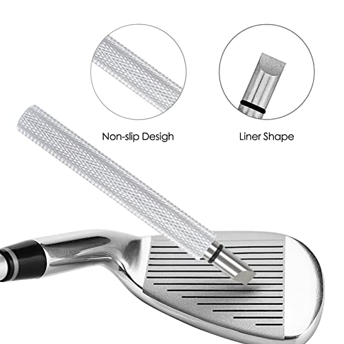 VIPMOON Golf Club Cleaner Kit, 2 Pcs Groove Sharpener Regrooving Tool and 1 Pcs Retractable Club Cleaner Brush, Portable Groove Sharpener Tool for All Golf Irons for Men - color: silver
