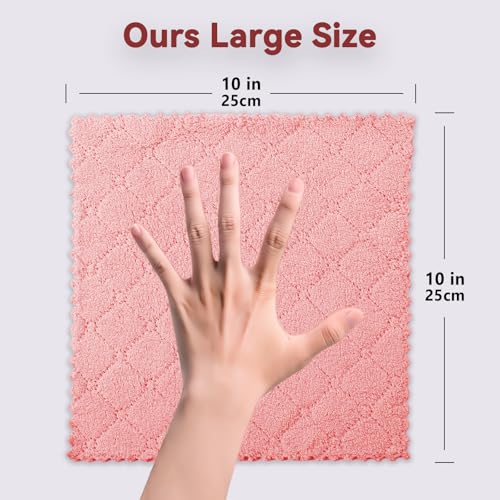 Gartmost 12-Pack Kitchen Cloth, Dish Towels, Microfiber Cleaning Cloths, Premium Coral Fleece Reuseable Fast Drying Cloths for Kitchen, Bathroom, Restroom and Household Cleaning Supplies, 10"×10"