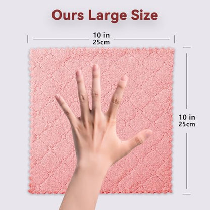 Gartmost 12-Pack Kitchen Cloth, Dish Towels, Microfiber Cleaning Cloths, Premium Coral Fleece Reuseable Fast Drying Cloths for Kitchen, Bathroom, Restroom and Household Cleaning Supplies, 10"×10"