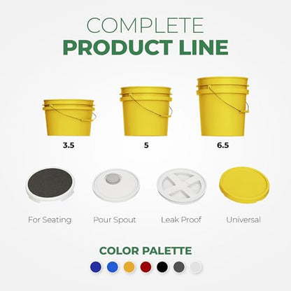 EconoHome 5-Gallon Yellow Bucket Pail Container with Lid | Metal Handles with Plastic Grip | Easy Stack and Store | Heavy-Duty, Approx 90 MIL Extra Durable | Food Grade | BPA Free - 2 Pack - color: Yellow, size: 2 Pack