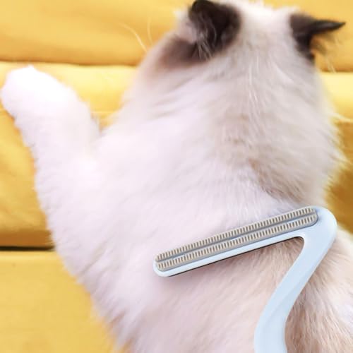 Double-Sided Carpet Scraper Pet Hair Remover Carpet Rake Cat Dog Hair Remover for Couch Rug Furniture Car Plus Pet Comb Brush (Blue) - color: Blue