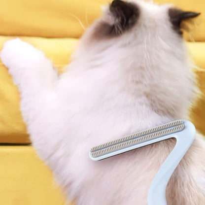 Double-Sided Carpet Scraper Pet Hair Remover Carpet Rake Cat Dog Hair Remover for Couch Rug Furniture Car Plus Pet Comb Brush (Blue) - color: Blue