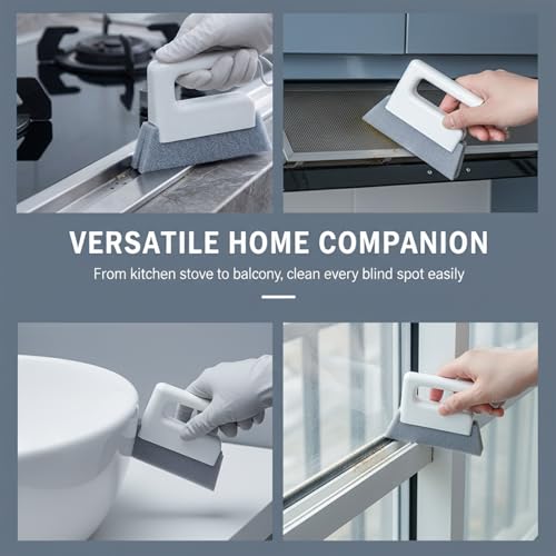 Window Track Cleaner Tool 3 Pack, Groove Track Cleaning Tools Kit with Brush and Scraper, Window Sill Cleaner Tool for Sliding Door Tracks, Gaps, Tile Lines, Car Vents Cleaning (Gray*3) - color: Gray*3