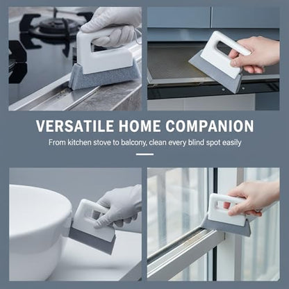 Window Track Cleaner Tool 3 Pack, Groove Track Cleaning Tools Kit with Brush and Scraper, Window Sill Cleaner Tool for Sliding Door Tracks, Gaps, Tile Lines, Car Vents Cleaning (Gray*3) - color: Gray*3