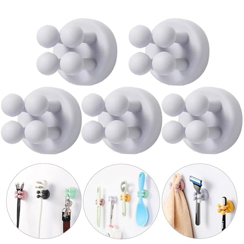 ZEZHOU Tooth Brush Holders for Bathroom - 5Pcs Silicone Toothbrush Razor Holder for Shower Wall Mounted Self Adhesive Cute Storage Hook for Kids Hanging Loofah Towel for Kitchen Living Room Office - color: Purple, 5pack