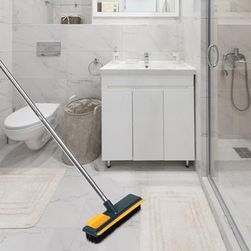 Cabilock Long Handle Cleaning Brush with Stiff Bristles, 108cm Floor Scrub Brush for Bathroom and Tile, Yellow Hard Bristle Shower Scrubber for Deep Corner and Crevice Cleaning