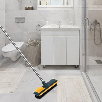 Cabilock Long Handle Cleaning Brush with Stiff Bristles, 108cm Floor Scrub Brush for Bathroom and Tile, Yellow Hard Bristle Shower Scrubber for Deep Corner and Crevice Cleaning