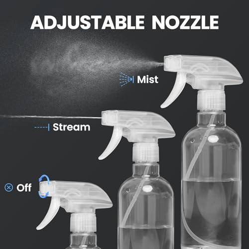 DIYSELF Spray Bottles, 4 Pack 500ml / 16oz Empty Plastic Water Spray Bottles, Fine Mist Clear Spray Bottle for Cleaning, Hair, Plants, Alcohol, BBQ, Garden, Travel, Squirt Bottle Lab Weighing Bottles - color: Clear, size: 4-Pack