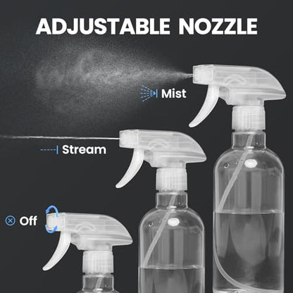 DIYSELF Spray Bottles, 4 Pack 500ml / 16oz Empty Plastic Water Spray Bottles, Fine Mist Clear Spray Bottle for Cleaning, Hair, Plants, Alcohol, BBQ, Garden, Travel, Squirt Bottle Lab Weighing Bottles - color: Clear, size: 4-Pack