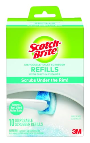 Scotch-Brite Disposable Toilet Scrubber Refills, Removes Rust & Hard Water Stains, 10 Disposable Refills Blue