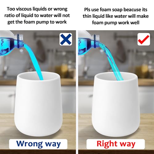 Soap Foaming Dispenser Ceramic with Easy-to-Press Pump Hand Foam Dispenser for Shampoo Bathroom Kitchen 12 oz - color: Foam-silverwhite