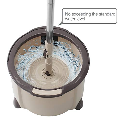 Eyliden Spin Mop and Bucket Set, 2 Microfiber Heads, Wash & Dry | Self-Cleaning Mop Bucket System for Hardwood, Tile, Vinyl Floors, Adjustable Stainless Steel Handle, Space-Saving Design
