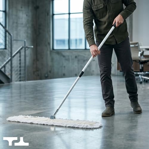 36 in. Floor Sweeper, Dust Mop for Hardwood, Reusable Cotton Mop Head, Extendable Handle, Dry Mop for Floor Cleaning & Janitorial Supplies - size: 36x5 Inch (Pack of 1)