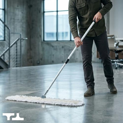 36 in. Floor Sweeper, Dust Mop for Hardwood, Reusable Cotton Mop Head, Extendable Handle, Dry Mop for Floor Cleaning & Janitorial Supplies - size: 36x5 Inch (Pack of 1)