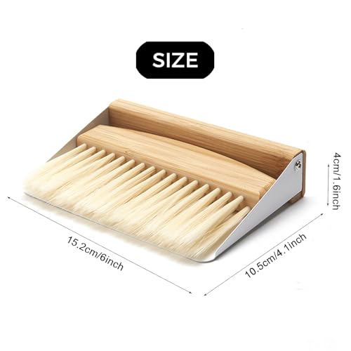 1 Set of mini Desktop Cleaning Broom and Dustpan Set, high-end Iron Sheet, Oak Wood, Sword Hemp Portable Desktop Cleaning Products, Suitable for Home Offices