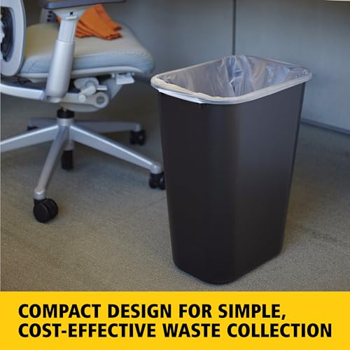Rubbermaid Commercial Wastebasket Trash Container, 41QT/10.25 GAL, Plastic, Black, Stackable Trash Can for Bedroom/Bathroom/Office, Fits Under Desk/Sink/Cabinet - color: Black, size: 10.25 Gallons