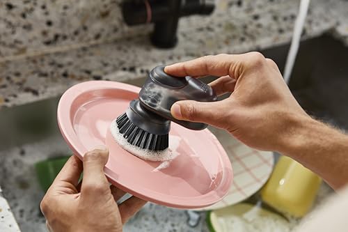 Joseph Joseph SinkTech Soap-Dispensing Palm Brush with Replaceable Head and Stainless-Steel Stand Drip Tray - style: Soap dispensing Palm Brush