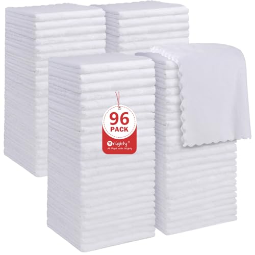 Orighty Washcloths 96 Pack, Ultra Soft Face Cloths 12 x 12 inch, Absorbent & Quick Drying Coral Velvet Washcloth Bulk, Multi-Purpose Face Cloth for Household, Cleansing and Sport (White) - color: White, size: 96 Pack