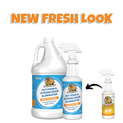 FurryFreshness Extra Strength Cat or Dog Pee Stain & Permanent Odor Remover + Smell Eliminator -Removes Stains From Pets & Kids Including Urine or Blood- Lifts Old Carpet Stains- (2 Pack) - size: 32 Ounce (Pack of 2)
