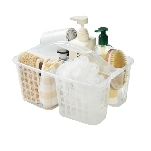 Portable Shower Caddy Basket,Convenient Cleaning Supplies Organizer with Compartments and Handle,Ideal for Bathroom, Bedroom, Kitchen, College Dorm,Garden,etc.12.4" x 7.4" x 5.1"transparent - color: transparent