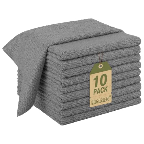 UNIMADE Microfiber Cleaning Cloth, 10 Pack Reusable Microfiber Towels for Cars Lint Free Cleaning Shop Towel Rags for Home Kitchen Automotive Bar Mechanic Restaurant Garage, 11.5"x 11.5", Grey - color: Grey, size: 10PK