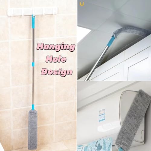 Flat Duster for Household Appliances – Dusting Cloth with Extension Pole, Telescopic Gap Duster, Bendable Dust Mop for Cleaning Under Tight Spaces, 37.4"x2.95"x1.18" (Telescopic 51.18in) - color: Telescopic 51.18in