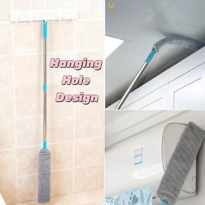 Flat Duster for Household Appliances – Dusting Cloth with Extension Pole, Telescopic Gap Duster, Bendable Dust Mop for Cleaning Under Tight Spaces, 37.4"x2.95"x1.18" (Telescopic 51.18in) - color: Telescopic 51.18in