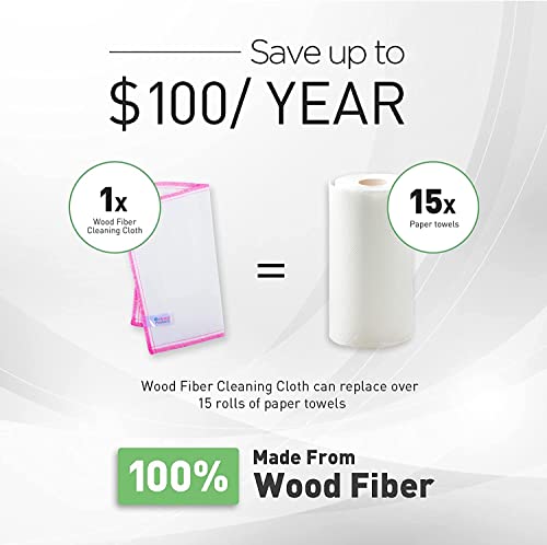 OnBrand Naturally Wood Fiber Cleaning Cloth, 20 Pack (12" x 10.7" Each) | Reusable Kitchen Washcloths, 8 Layers High-Density Super Absorbing Dish Cloths for Washing Dishes, Dish Towels, Long-Lasting - size: 20 PACK