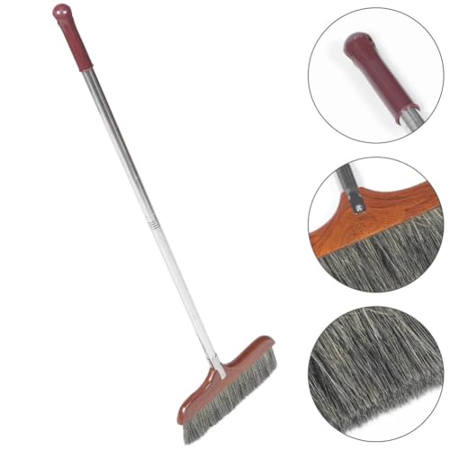 Extra Long Soft Bristle Broom - Stainless Steel Handle Floor Sweeper for Gentle Indoor Cleaning