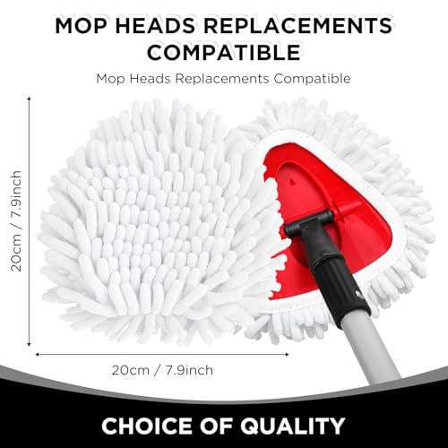 Baderke 3 Pack Chenille Mop Heads Replacements Compatible with 1 Tank System Chenille Duster Replacement Heads Microfiber Spin Mop Refill Pads Reusable Dust Refills for Floor Cleaning (White) - color: White