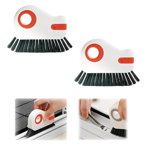 2 in 1 Groove Cleaning Brush, Hard Bristle Crevice Cleaning Brush with Hidden Scraper, Track Cleaning Tools Suitable for Sliding Door Tracks, Shutter Door Window Track (Orange*2) - color: Orange*2