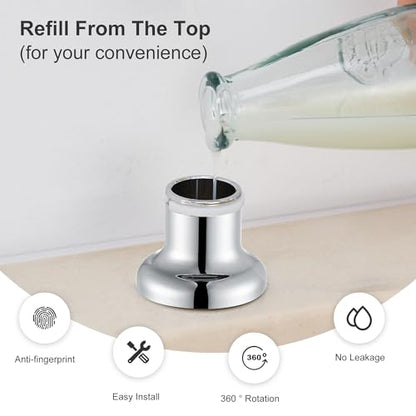 GAGALIFE Kitchen Sink Soap Dispenser Chrome, Built in Soap Dispenser with 17 OZ Bottle, Refill from The Top, Liquid Dispenser for Kitchen Sink - color: Chrome, size: with Bottle