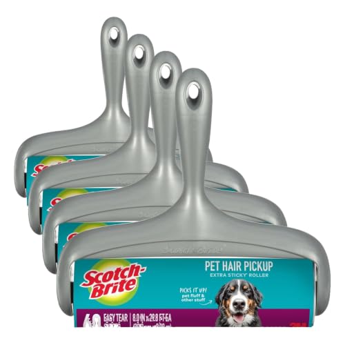 Scotch-Brite Lint Roller, Pet Hair Pickup, Extra Sticky, Large | For Fur and Fluff | For Couches and Clothes | Easy-Tear Adhesive | 60 Sheets, Pack of 4 - size: 1 Roller (Pack of 4)