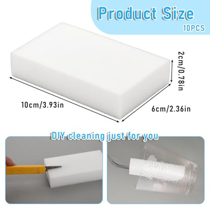 10Pcs Melamine Sponges for Multi-Purpose Cleaning Extra Thick and Long Lasting Kitchen Sponges Magic Sponge Erasers for Bathtub, Floor, Baseboard, Bathroom, Kitchen and Wall Cleaner