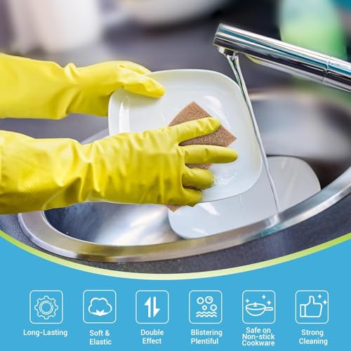 AIDEA Sponges Non Scratch, 6Count, Natural Sponge for Non Stick Cookware, Sponges Kitchen, Cellulose Scrub Sponge for Dishes, Cleaning Power for Kitchen, Bathroom, Household - color: Brown
