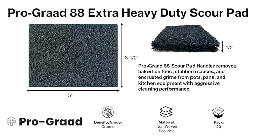 20 Pack 88 Extra Heavy Duty Scour Pad Handler for Scouring & Cleaning Pots, Pans, Utensils, Cooking Equipment, Easy Rinsing, Non-Rusting & Splintering, 5" Length x 3-1/2" Width, Blue, 08292